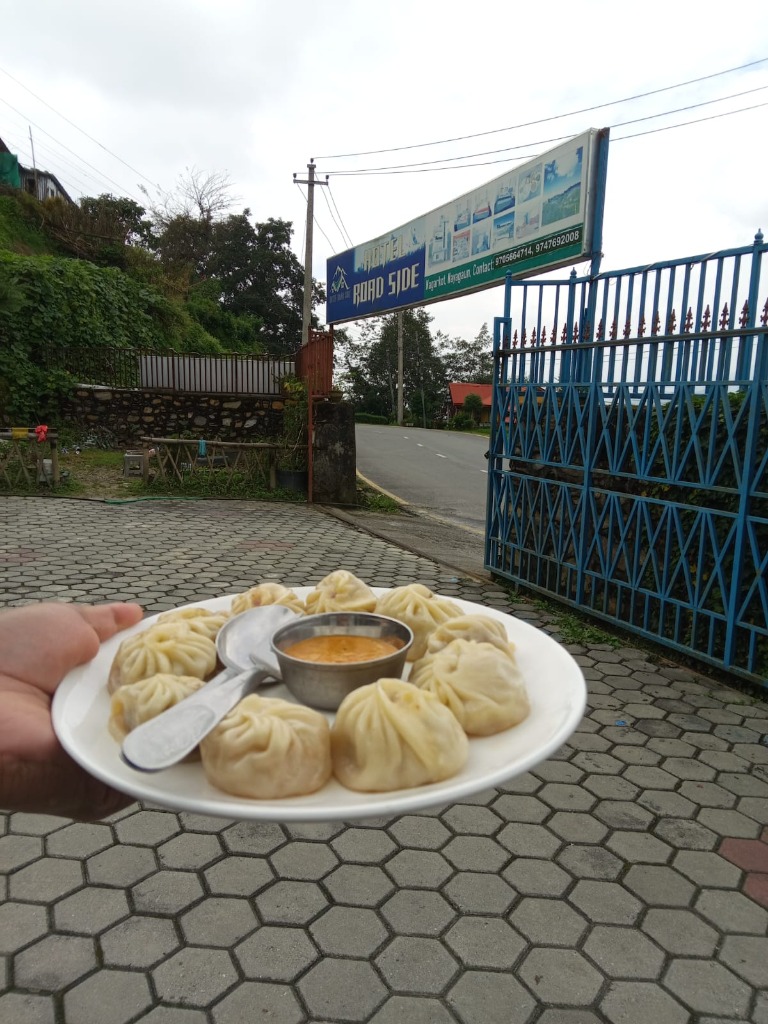 Fresh authentic steamed momos at Hotel Road Side Nagarkot